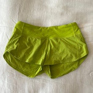 lime green lululemon 2.5 shorts, size 2, great condition, no snags or stains
